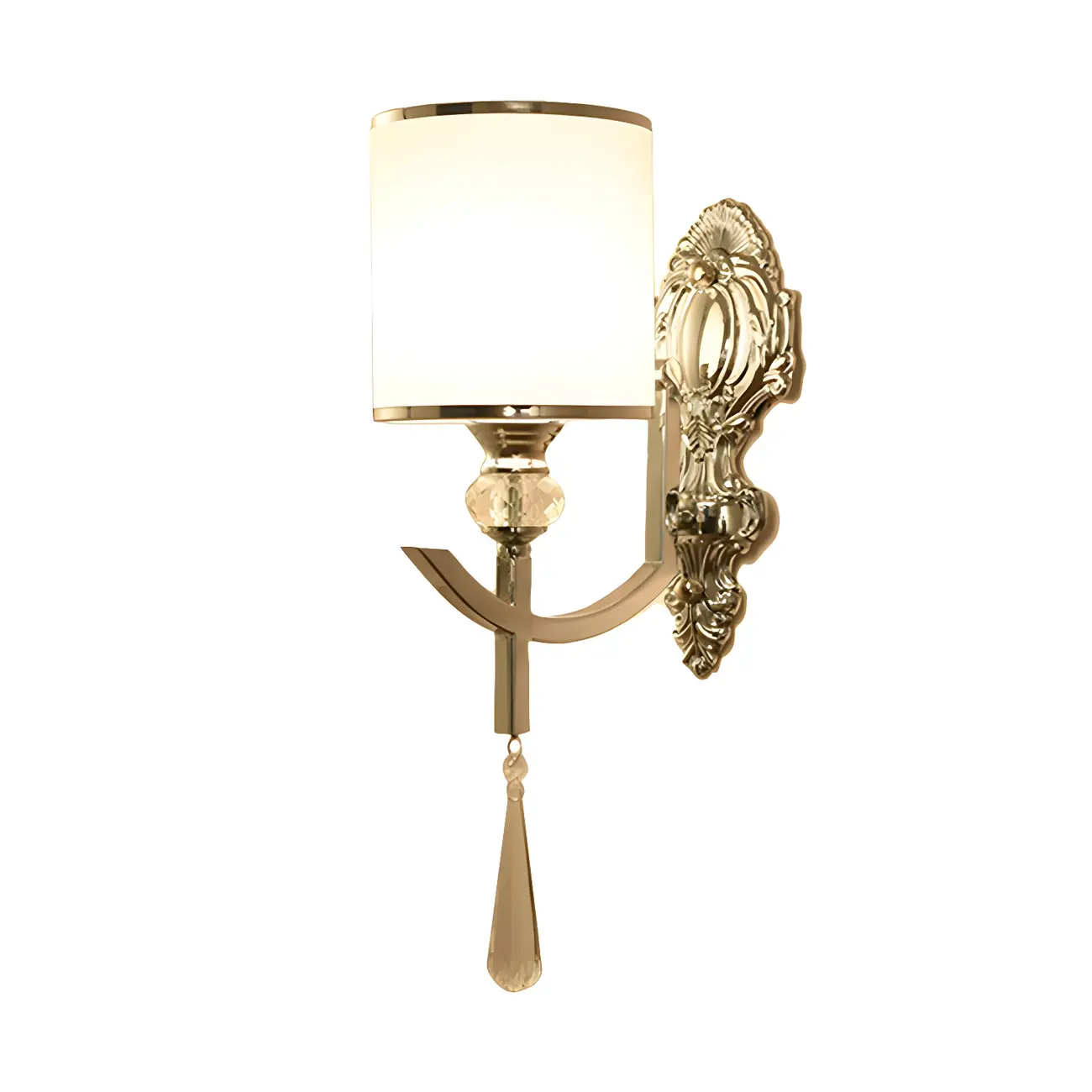 Modern Chrome Cylinder Shade Wall Sconce with Crystal