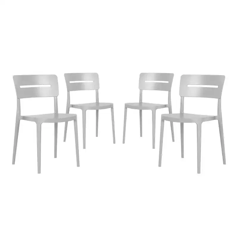 WestinTrends Playa Outdoor Modern Stackable Plastic Patio Dining Chairs (Set of 4), Gray