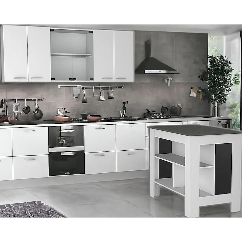 HomeRoots White And Dark Brown 41 Kitchen Island Set With Storage - 40.5' X '35.4' X '27.5