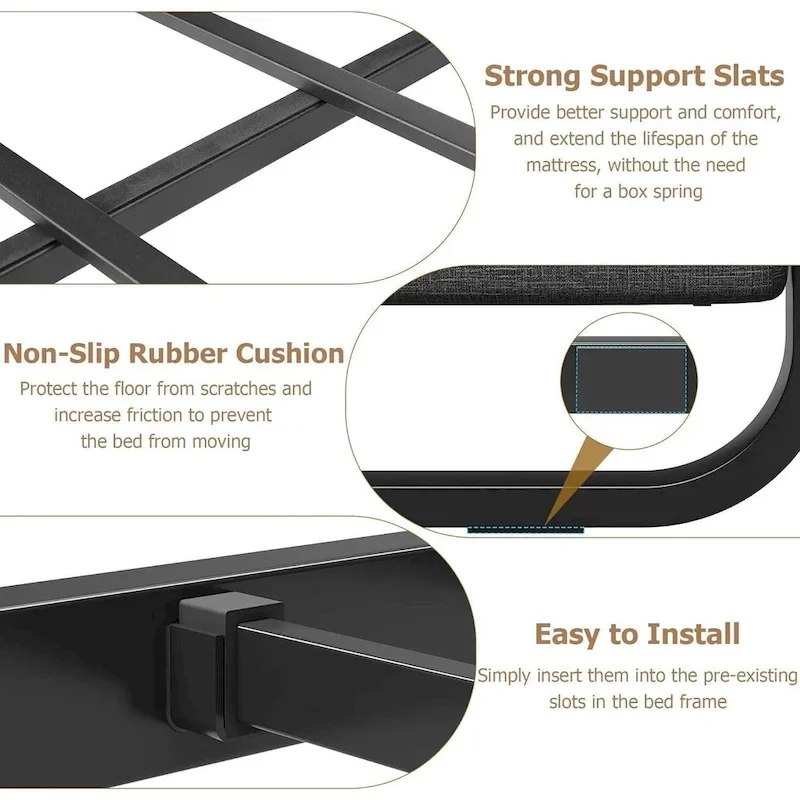 Bed Frame with Upholstered Headboard and Footboard