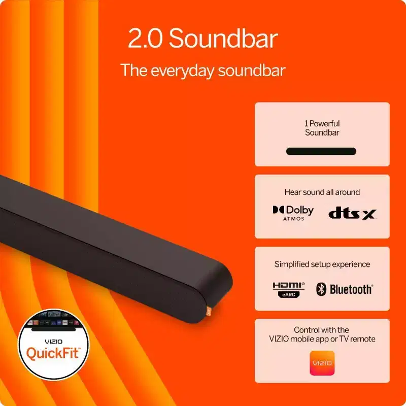 VIZIO 2.0 Soundbar with Dolby Atmos and DTS:X - (SV200M-08): Bluetooth, HDMI, USB