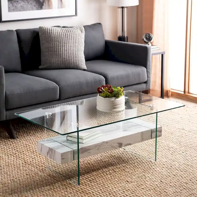 Modern Glass Coffee Table - 43.3 x 23.6 x 16.5