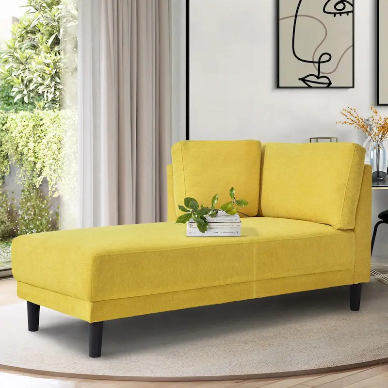 Blue / Grey / Yellow Polyester Corner Chaise Lounge, 1–2 Person