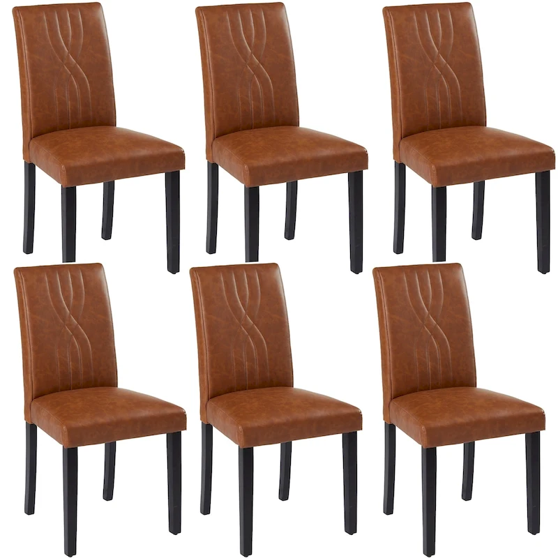 VECELO Upholstered Dining Chairs Set of 6 Modern Fabric and High Back & Solid Wood Legs, Parson Dining Chairs (Set of 6)