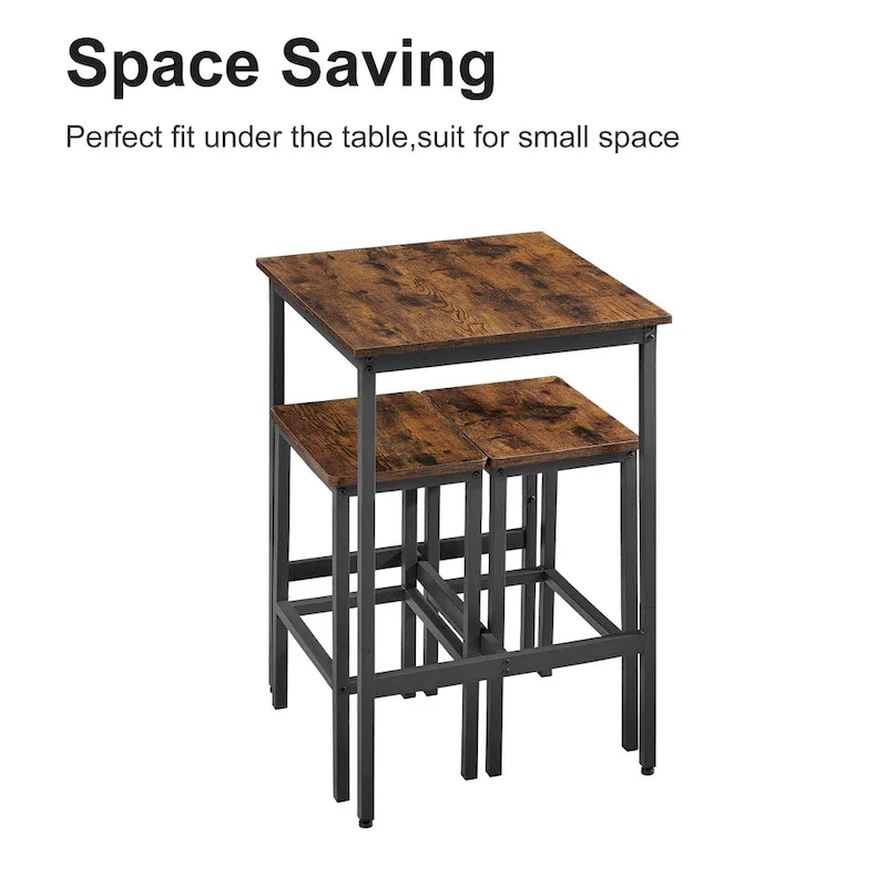 Square Bar Table with 2 Bar Chairs