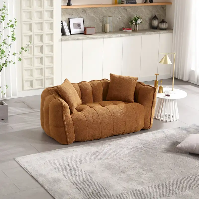 Yellow Modern 65 Chenille Loveseat