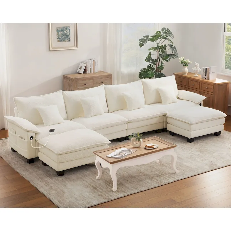 Living Room Furniture Sets, Modular Sectional Sofa Set with Ottoman for Living Room, Convertible Sofa Couch