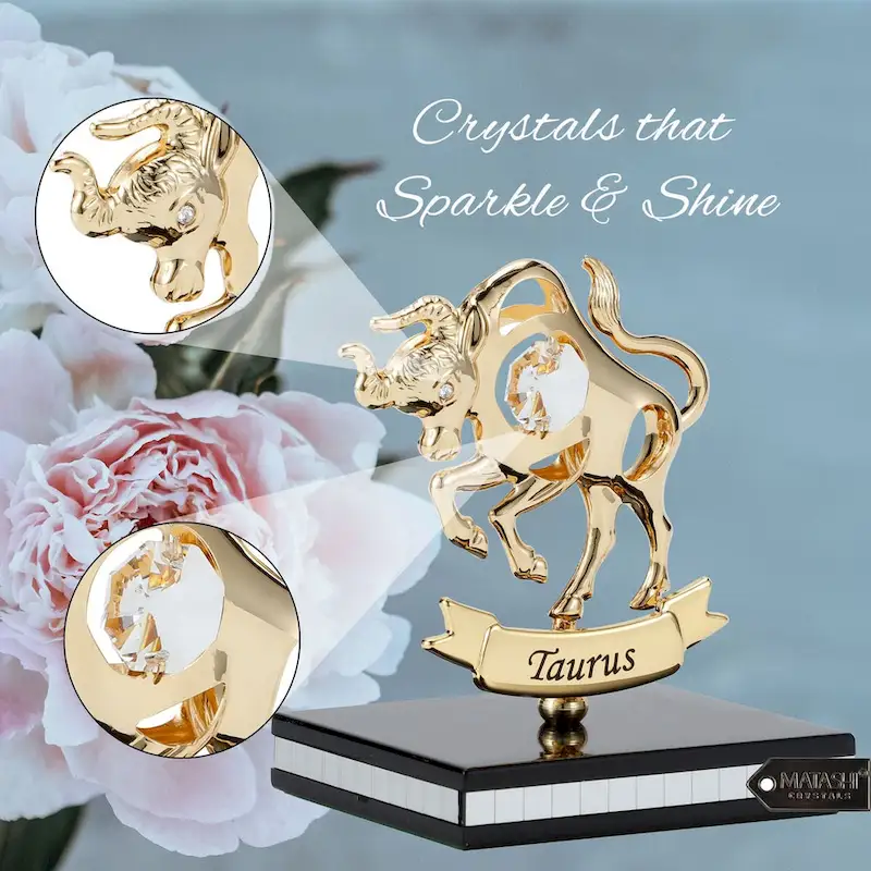 Matashi 24K Gold Plated Zodiac Astrological Sign Taurus Figurine