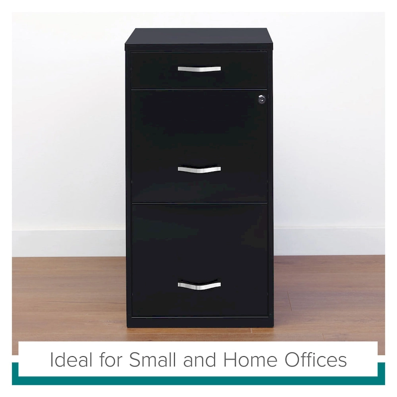 Space Solutions 18 Deep 3 Drawer Metal File Cabinet, Black