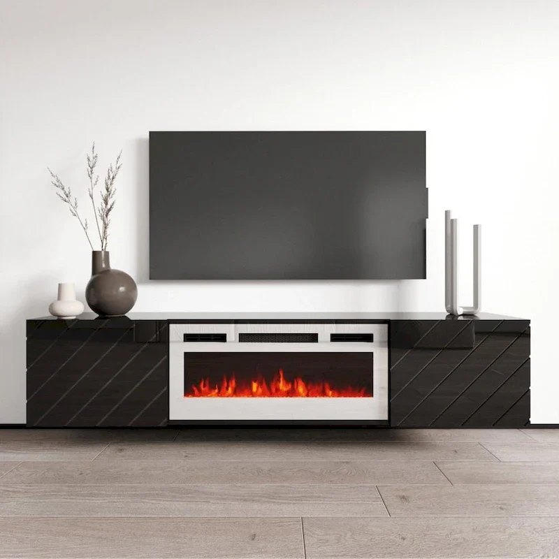 Wall Mounted Electric Fireplace Modern 72 TV Stand