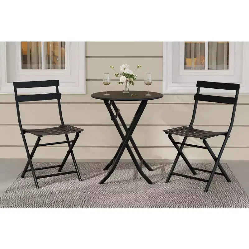 3 Piece Patio Set,Folding Patio Table and Chairs, Folding Outdoor Patio Furniture Sets,Weather Resistant Conversation Set for Yard Garden