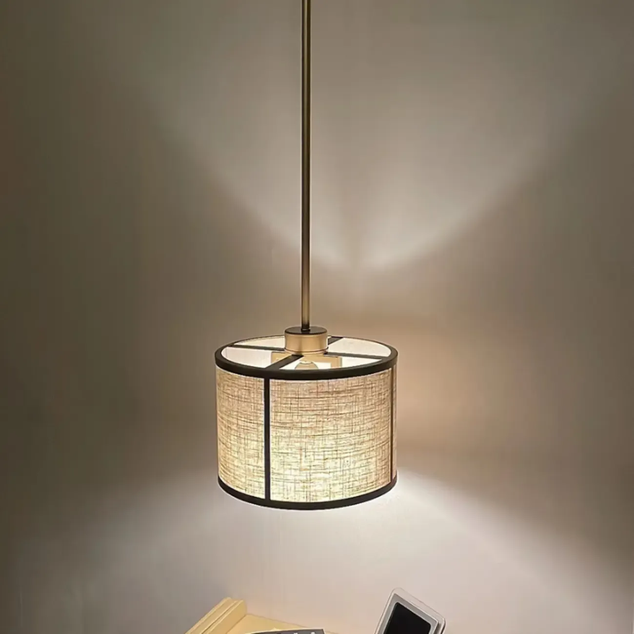 Downrods Elegant Ivory Cylinder Ceiling Light Indoor Hanging