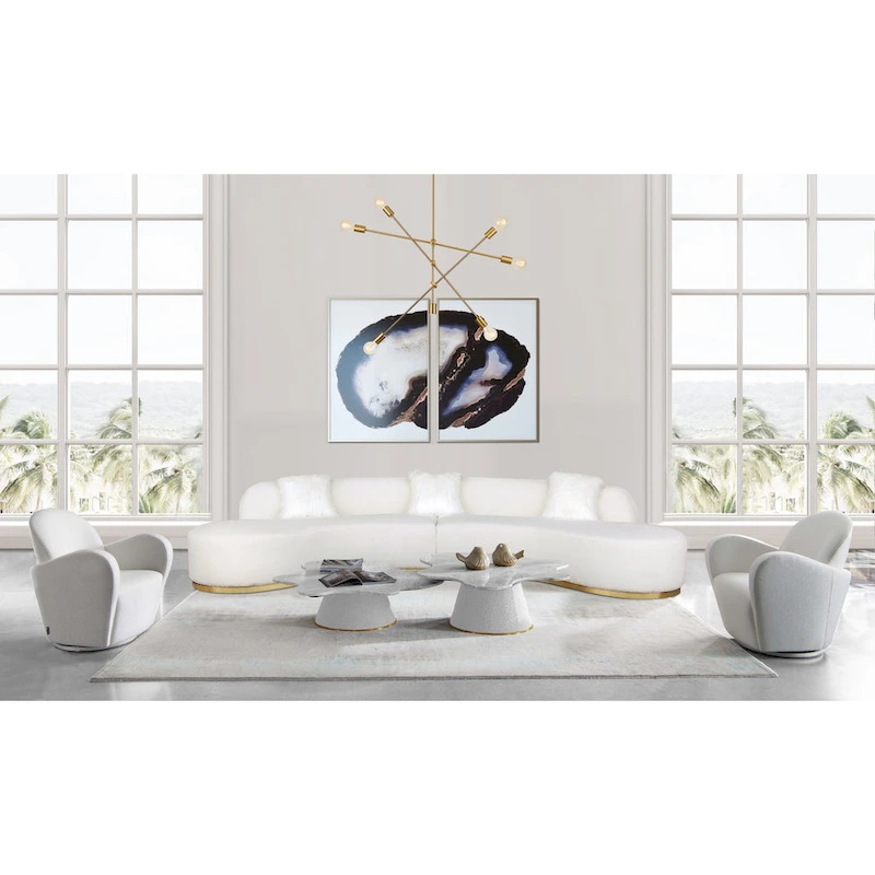 Pasargad Home Simona Curved Sofa with 3 Pillow Included