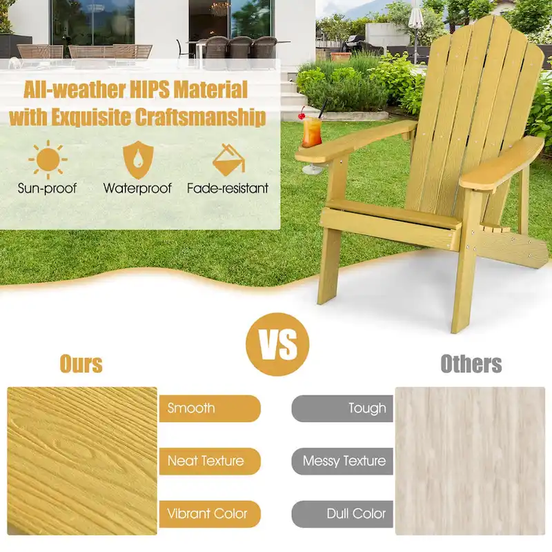 Costway Adirondack Chair HIPS Adirondack Chair with Cup Holder & - See Details