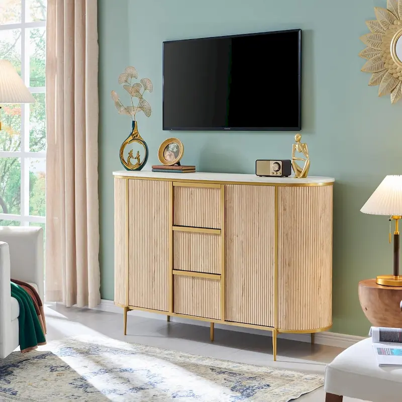 54 Modern Fluted Buffet Cabinet, Buffet Table, Coffee/Wine Bar