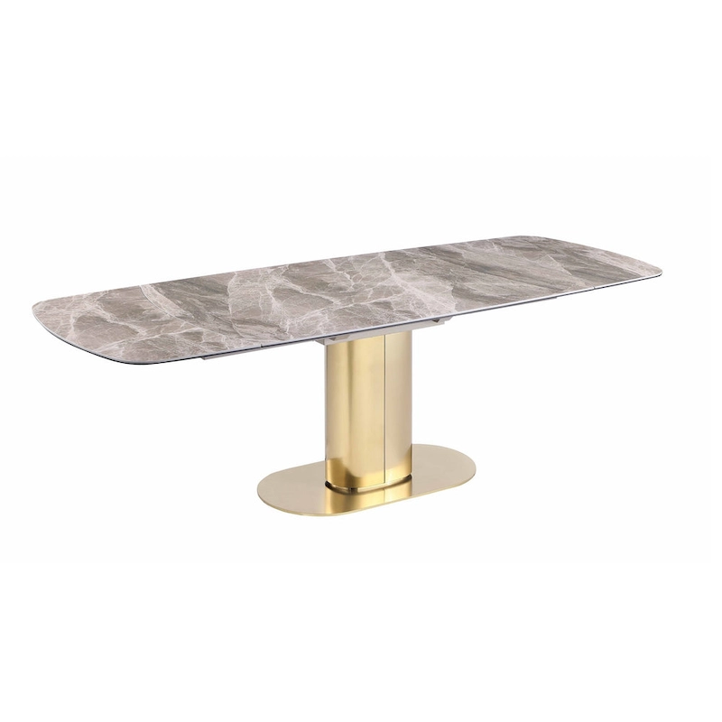 Somette Karlita Marbleized Sintered Stone Dining Set with Black Side Chairs