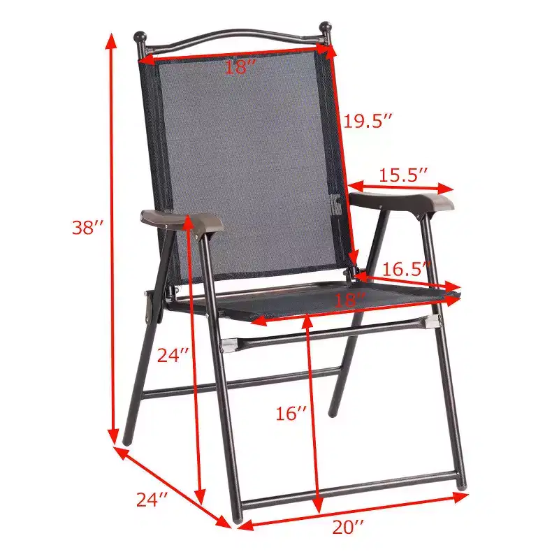 Costway Set of 2 Patio Folding Sling Back Chairs Camping Deck Garden Beach Brown/Black/Gray/Yellow/Navy