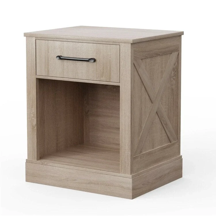 Compact Nightstand with Drawer and Shelf