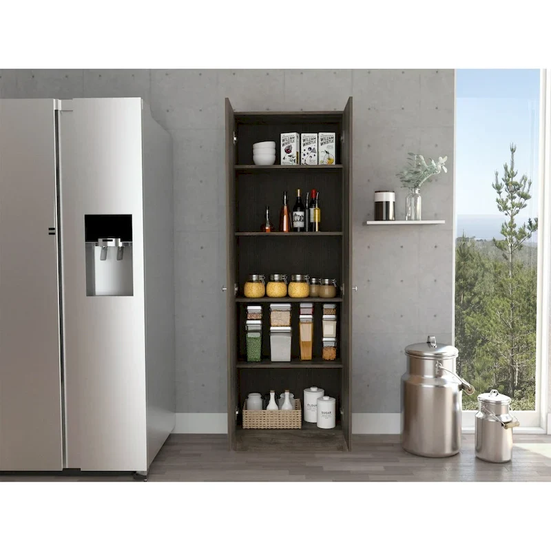 White / Black / Oak Freestanding Storage Cabinet with 10 Shelves