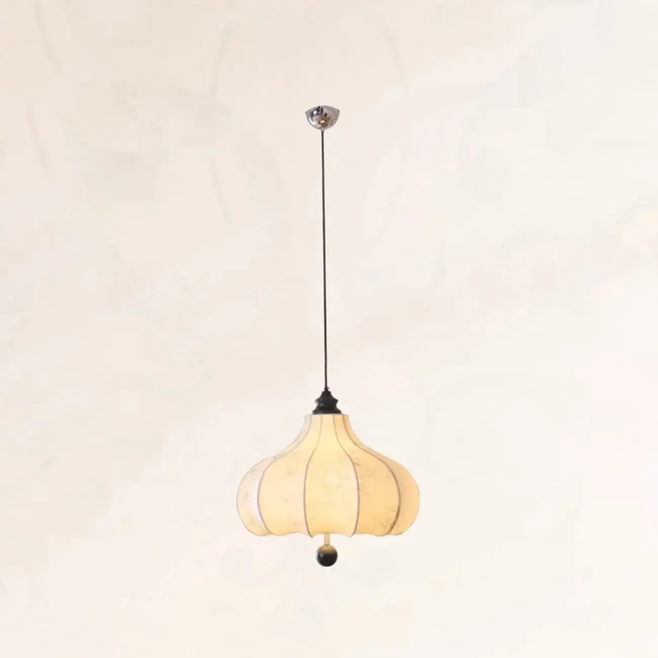 Adjustable Vintage Lantern Chandelier with Fabric Lampshade