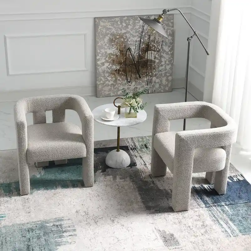 KINWELL 24 Wide Boucle Upholstered Armchair (Set of 2)