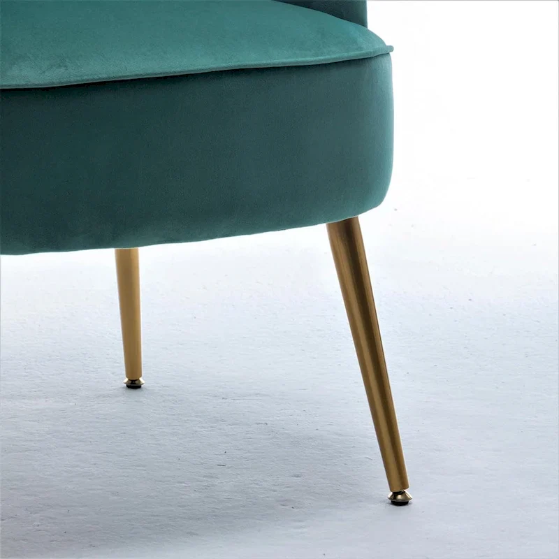 Velvet Accent Chair with Gold Metal Legs