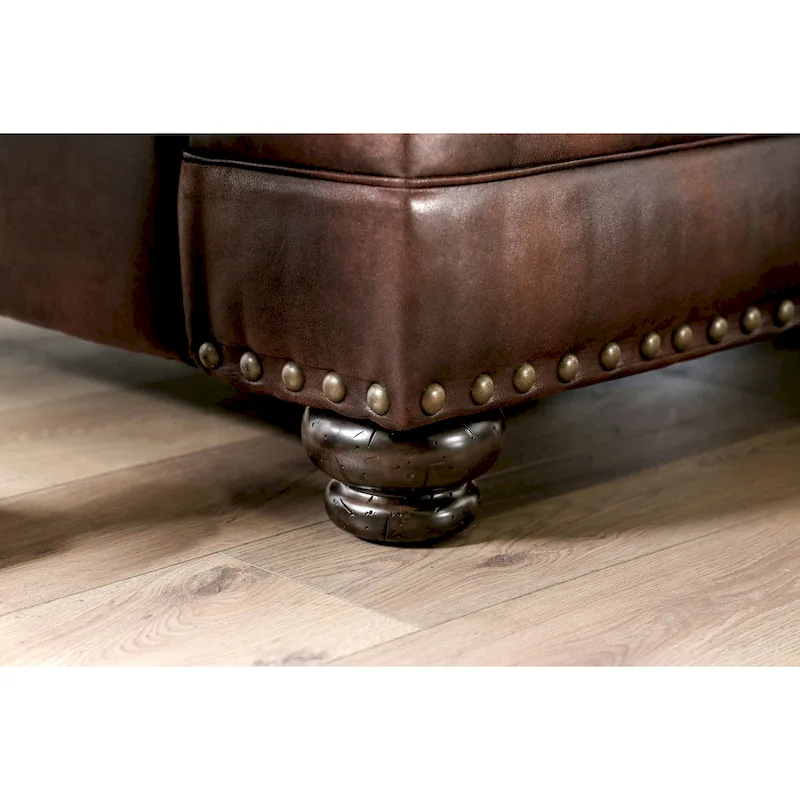 Dhirendra Traditional Brown Faux Leather Loveseat by Furniture of America