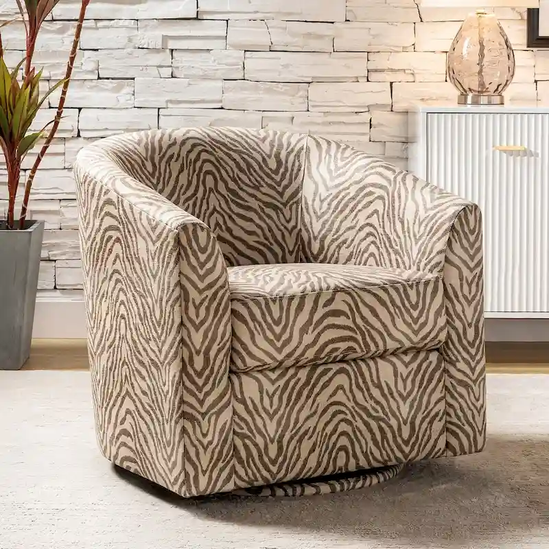 Cuenca Modern Upholstered Barrel Chair with Swivel Base