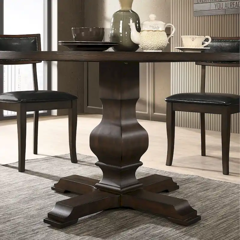 Roundhill Furniture Havre Pedestal Base Round Dining Table - N/A