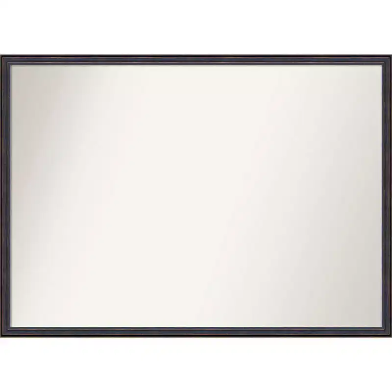 40" x 29" Non-Beveled Scoop Wood Bathroom Wall Mirror Dark Bronze - Amanti Art: Rectangle, Modern Style, Wall Mounted