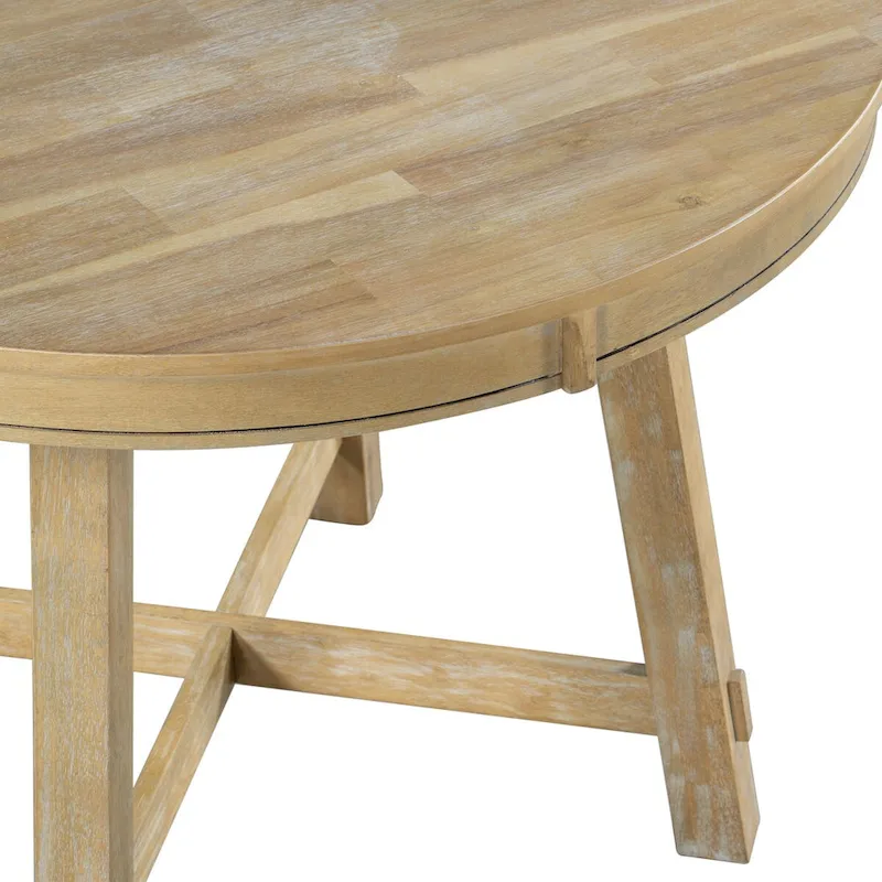Round Extendable Wood Dining Table with 16 Leaf