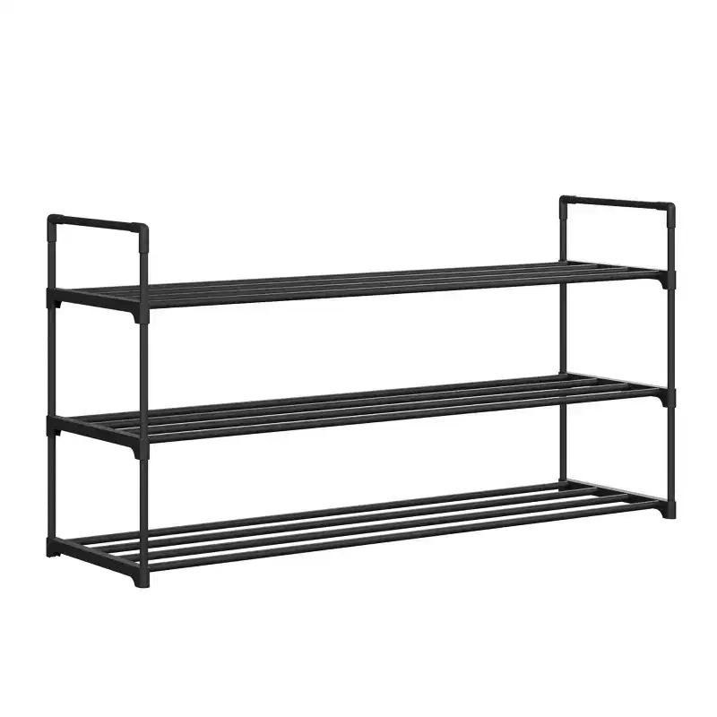 Home-Complete 3-Tier Shoe Rack for 15 Pairs, Black