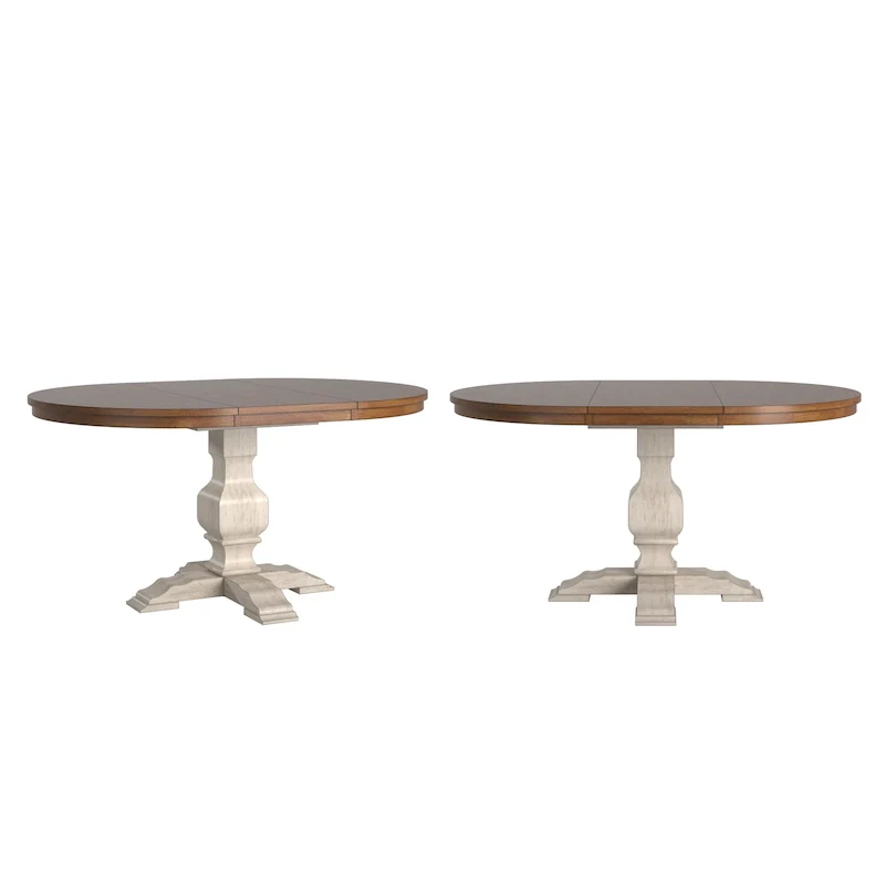 Two-Tone Oval Solid Wood Extending Dining Table