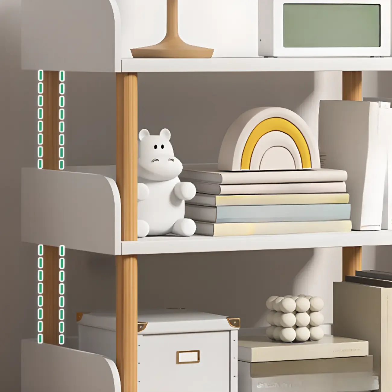 Vertical Natural Multi-Shelf Open Back Wood Bookcase