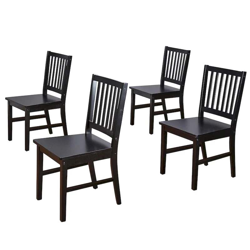 Solid Rubberwood Slat Back Dining Chairs – Espresso / Black / White / Charcoal Grey