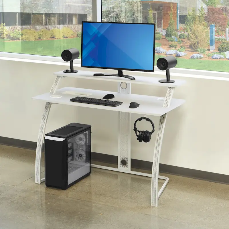 Code 30 Battlestation Gaming Desk in White Finish