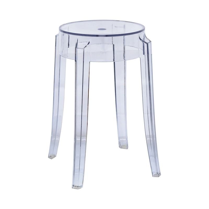 LeisureMod 18 in. High Backless Acrylic Counter Stool with Round Seat and Foot Rest - 18.1