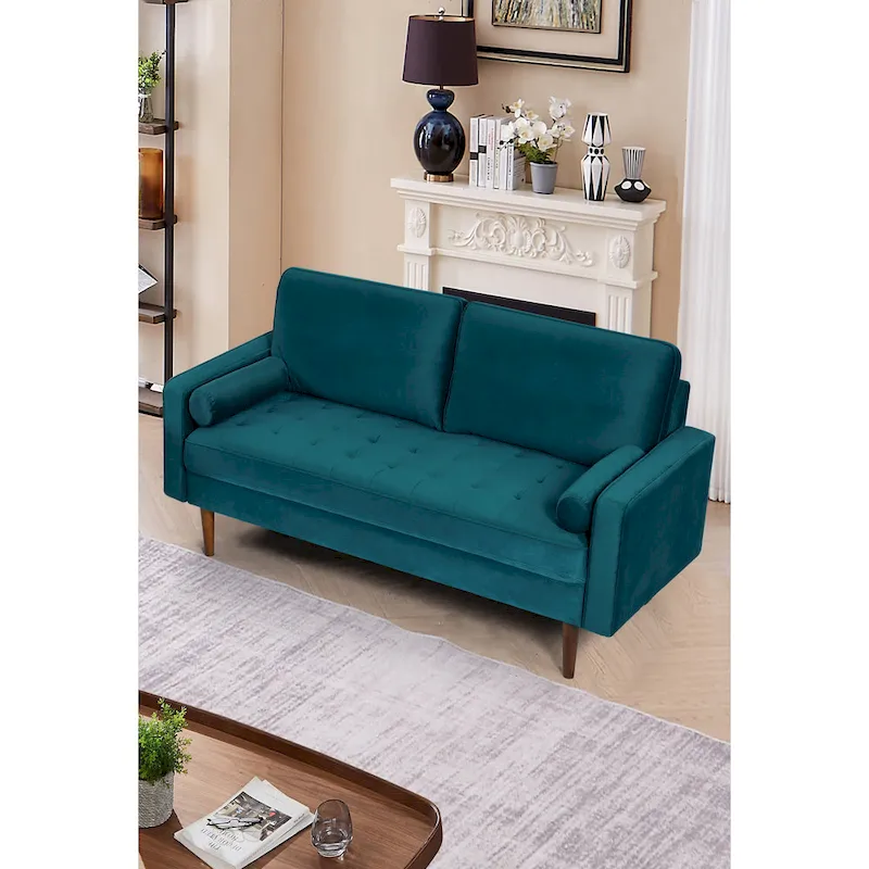70W Tapered-Leg Velvet Sofa