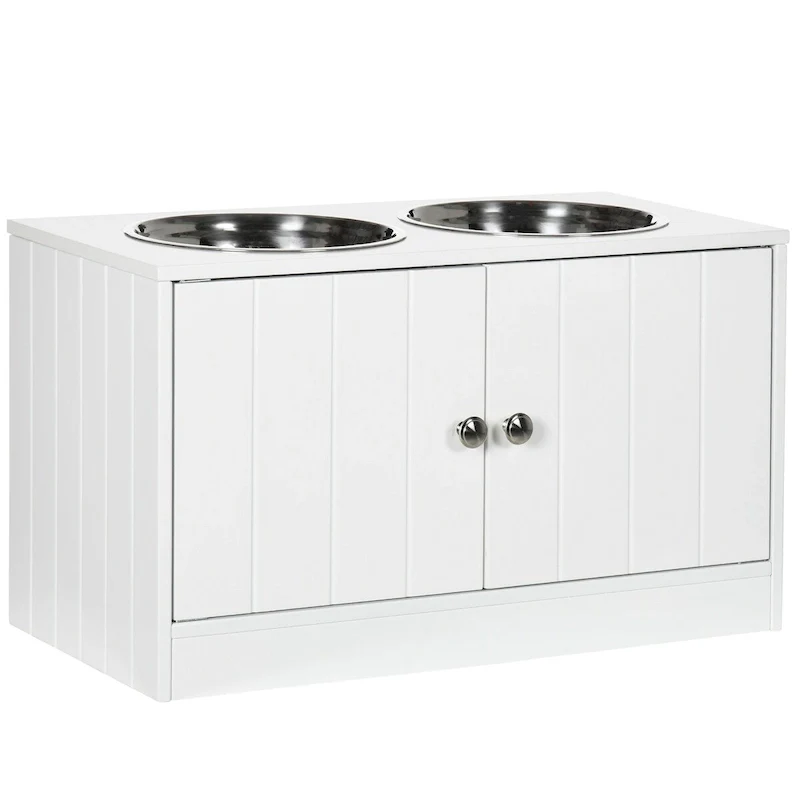 Large Elevated Dog Bowls,Storage Cabinet Containing Large 44L Capacity, Raised Dog Bowl Stand Pet Food Bowl Dog Feeding Station
