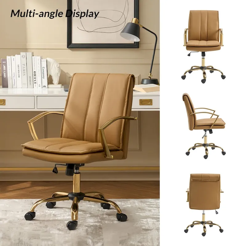 Ignacio Modern Leather Rocking Office Chair with Metal Base by