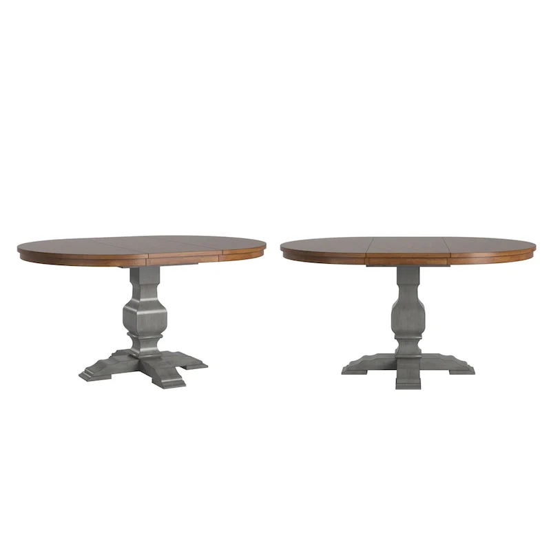 Two-Tone Oval Solid Wood Extending Dining Table