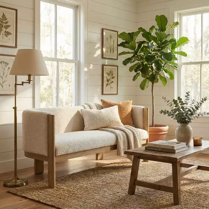 Christopher Knight Home Zhen 48.5 Modern Rubberwood Boucle Upholstered Sofa