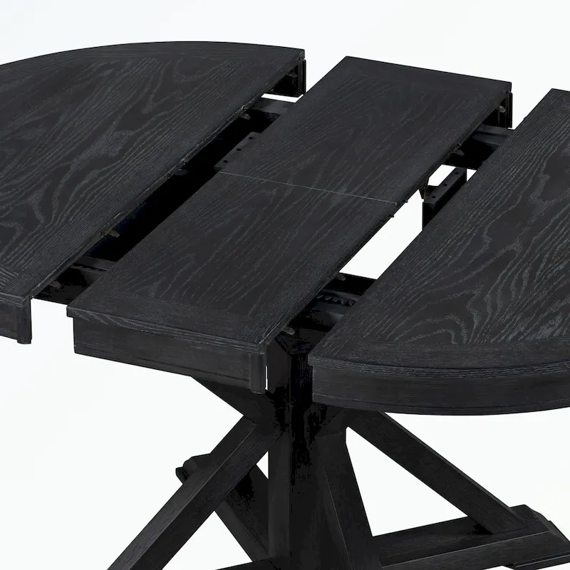 Dining Table Set with Extendable Table and 4 Upholstered Chairs