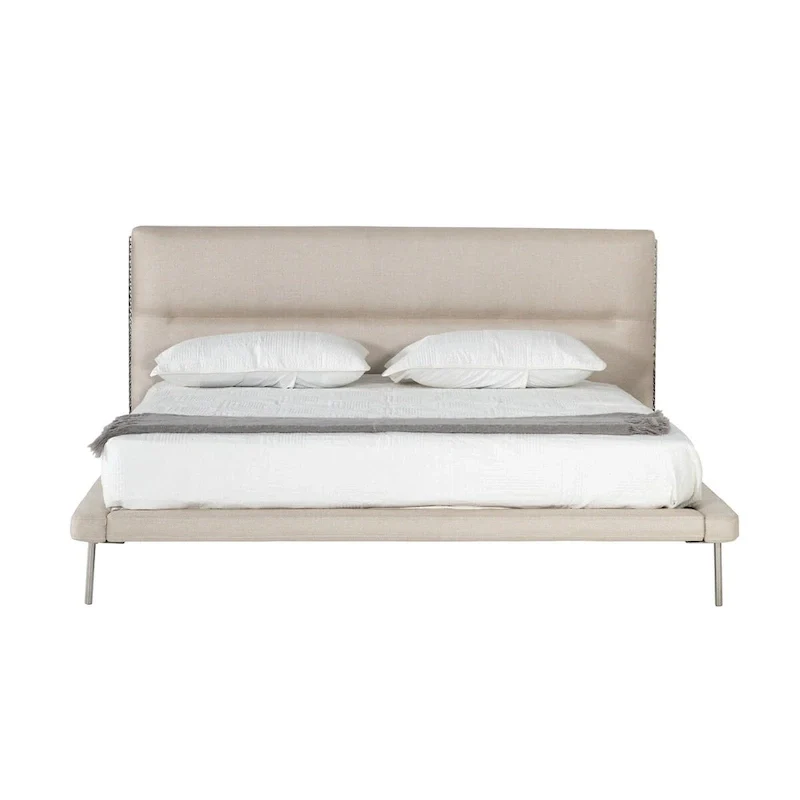 Modrest Bergeron Contemporary Cream Woven Fabric Bed
