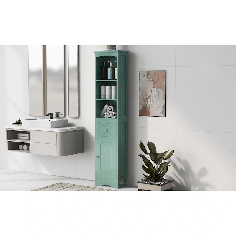 Tall Bathroom Cabinet Freestanding Storage Cabinet with Drawer - 13.4 in * 9.1 in * 66.9 in
