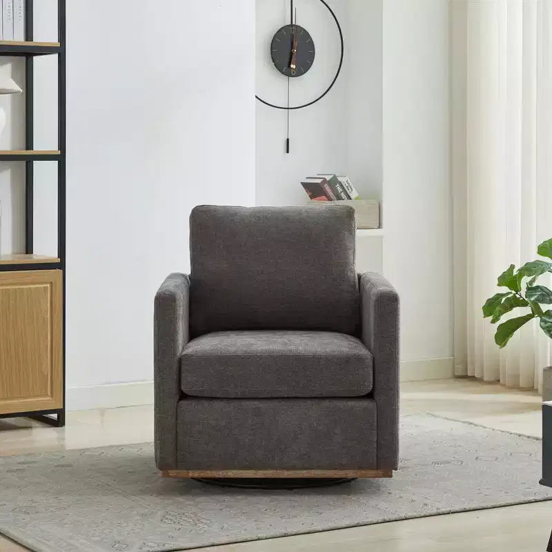 Okak 360 Degree Modern Accent Chair, 30.7W Square Upholstered Swivel Accent Chair and Comfy Accent Single Sofa Chair, Lounge Armchair
