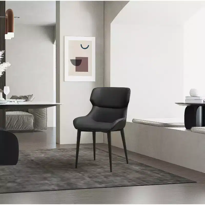 HomeStock 20 in. Gray Faux Leather Dining Chair Set of 1 for a perfect comfortable modern living