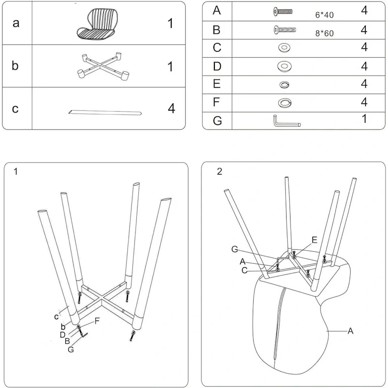 Modern Upholstered Dining Chairs with Metal Legs, Set of 2, Brown