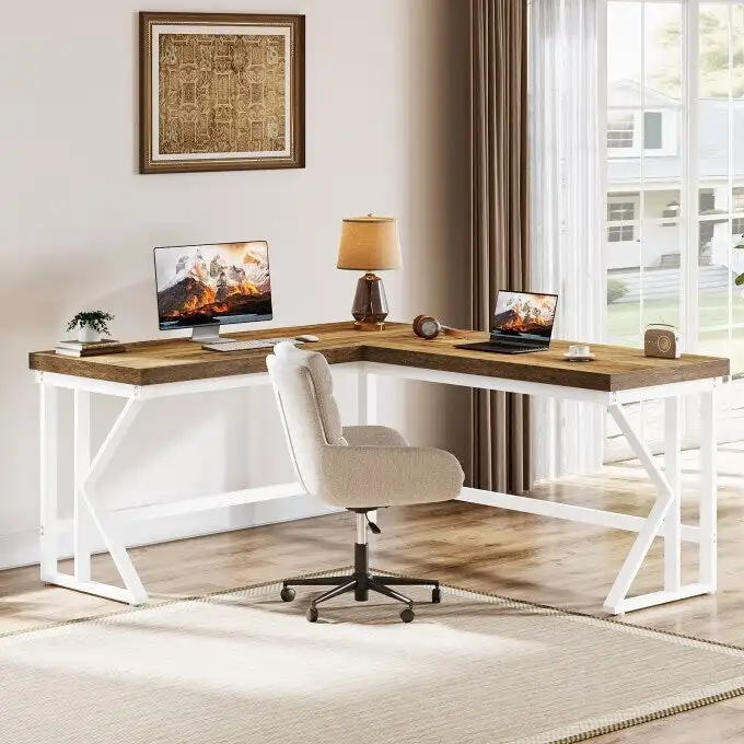 L-shaped Computer Desk, Industrial Corner Home Office Desk