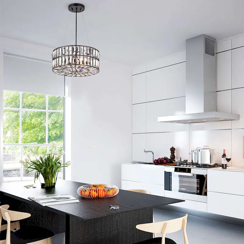 Justina 3-Light Antique Black Crystal Glass Prism Pendant Chandelier